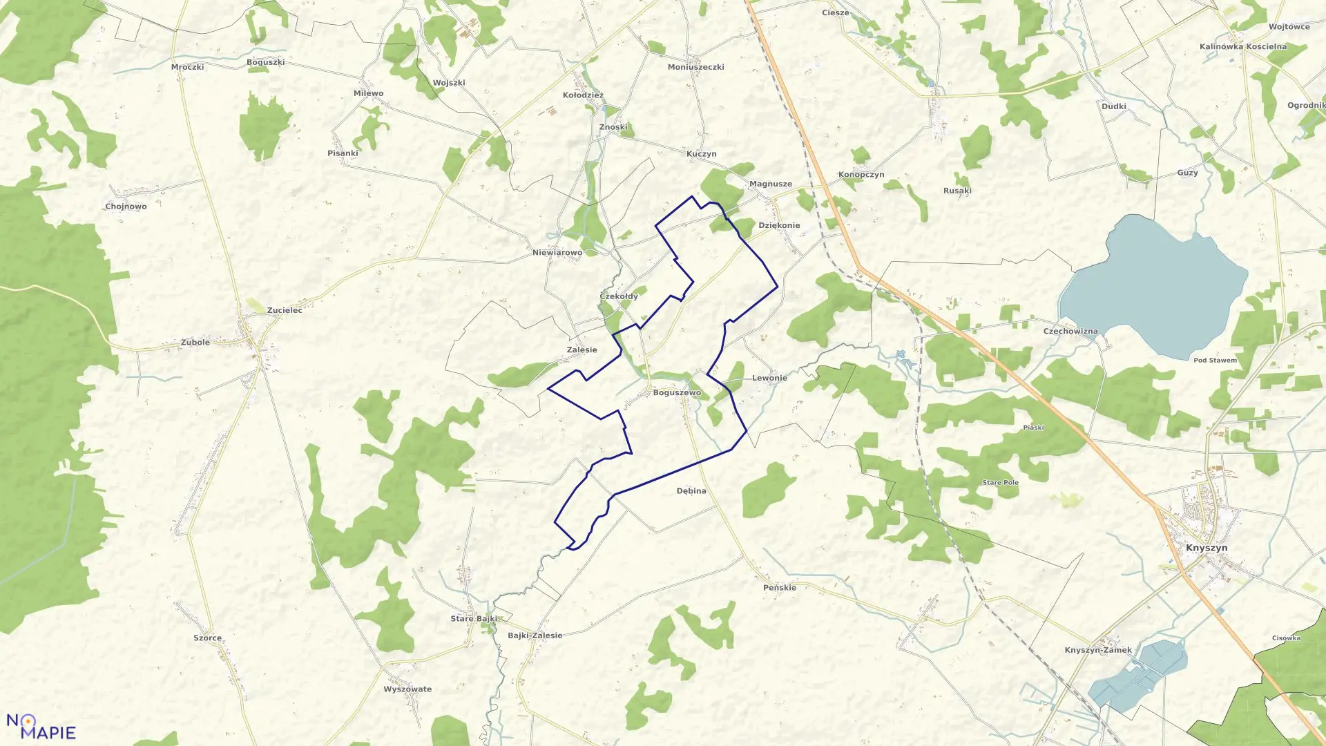 Mapa obrębu BOGUSZEWO w gminie Mońki