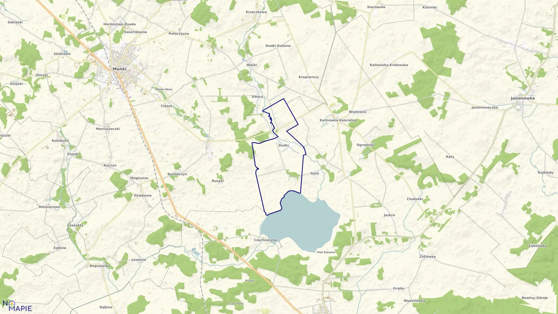 Mapa obrębu DUDKI w gminie Mońki