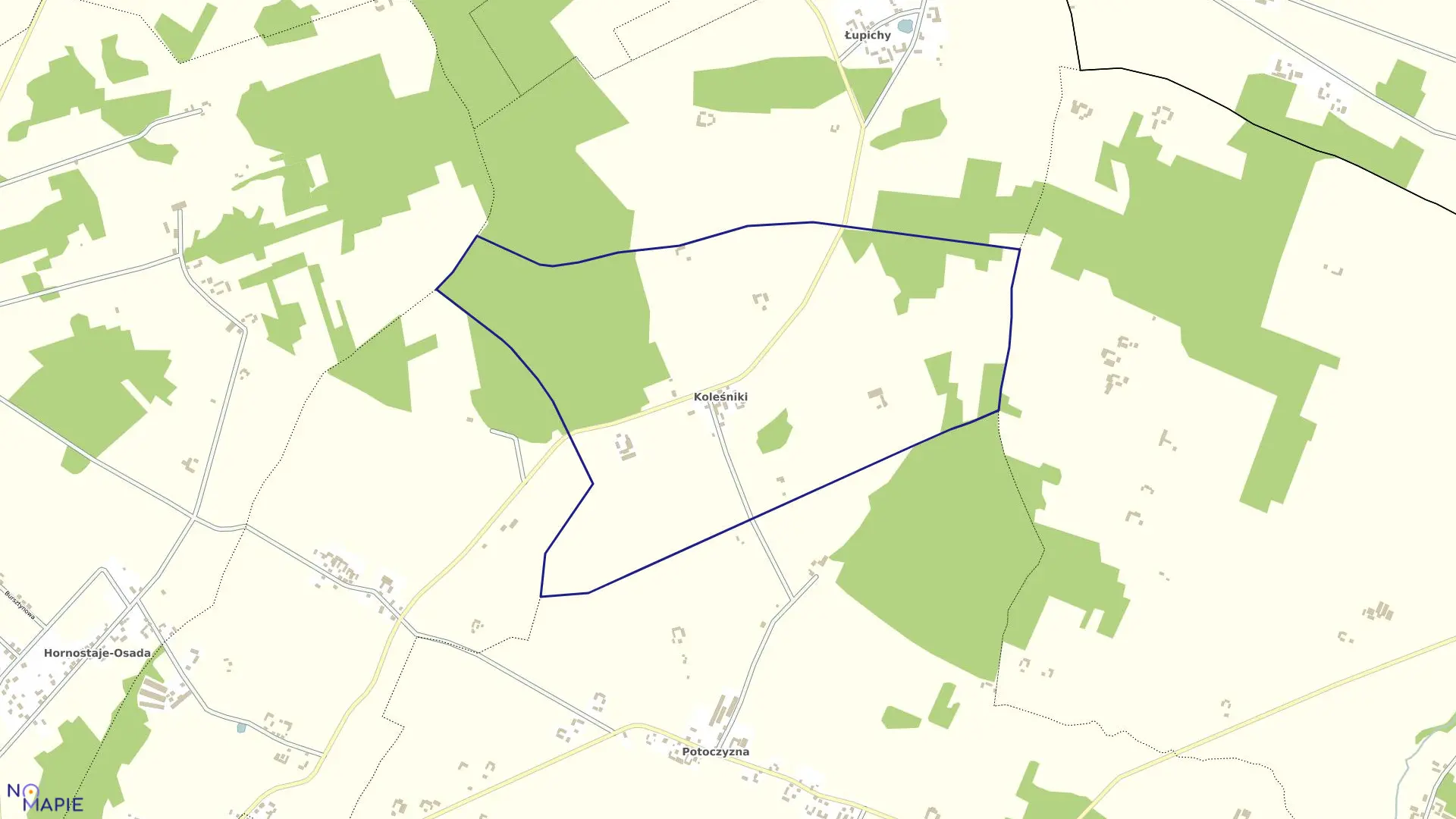 Mapa obrębu KOLEŚNIKI w gminie Mońki