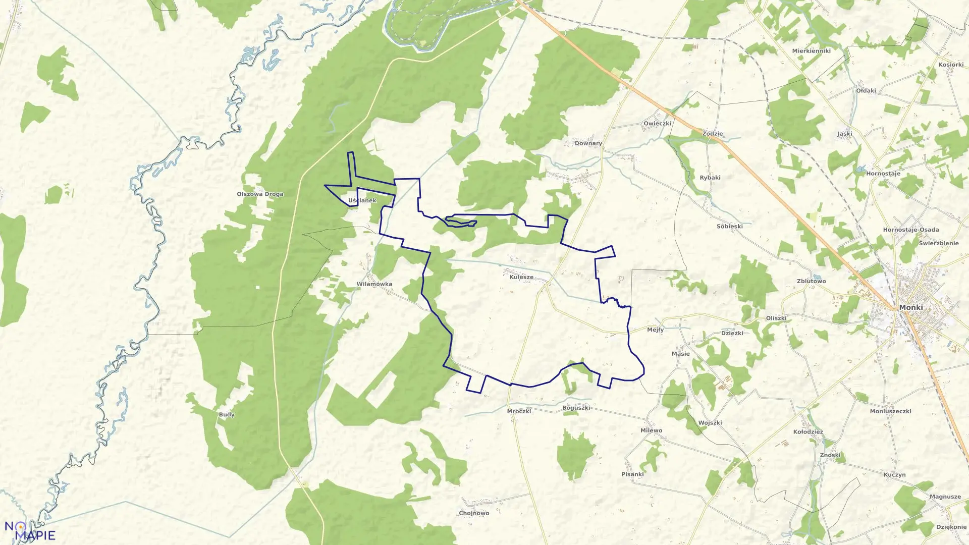 Mapa obrębu KULESZE w gminie Mońki